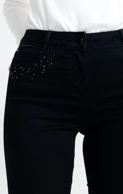 Pantalon 7/8 détail clou et strass -