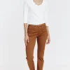 Pantalon 7/8 forme chino avec ceinture -
