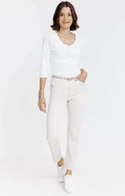 Pantalon 7/8 forme chino avec ceinture -