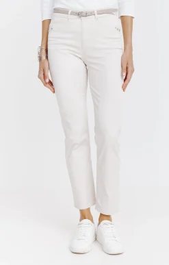 Pantalon 7/8 forme chino avec ceinture -