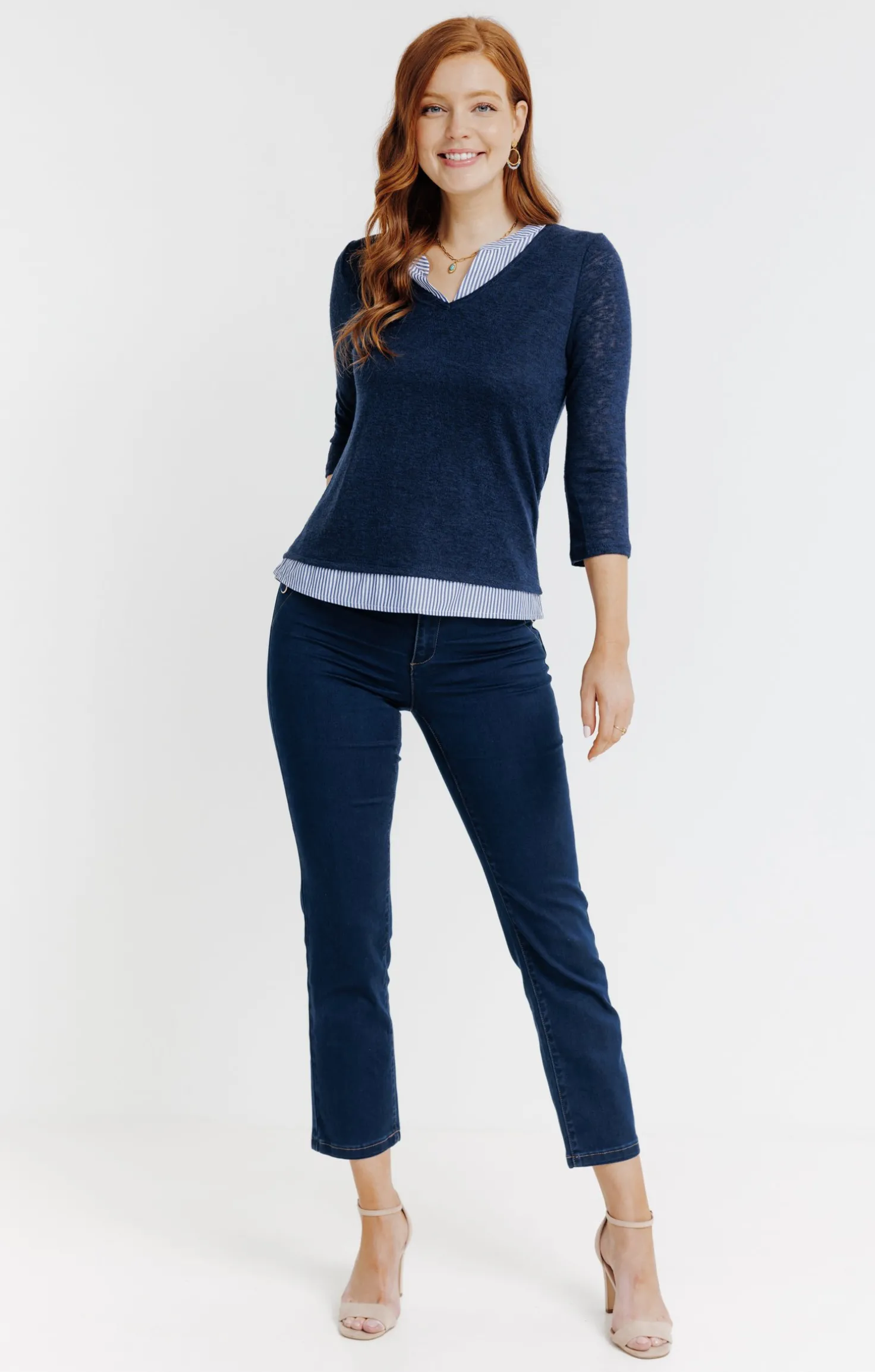 Pantalon 7/8 satin denim brut -