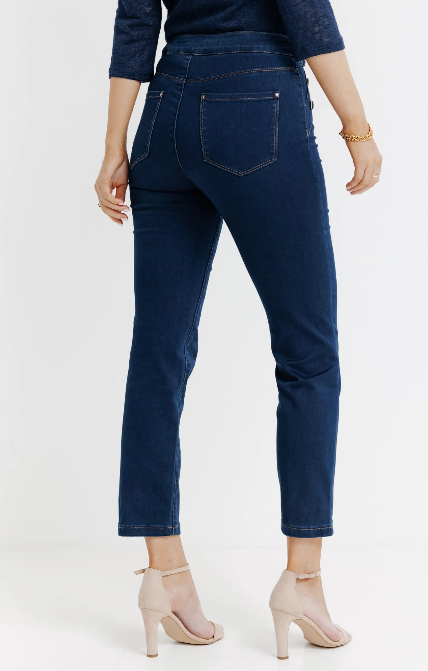Pantalon 7/8 satin denim brut -