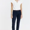 Pantalon 7/8 ville avec ceinture -
