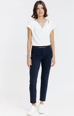 Pantalon 7/8 ville avec ceinture -