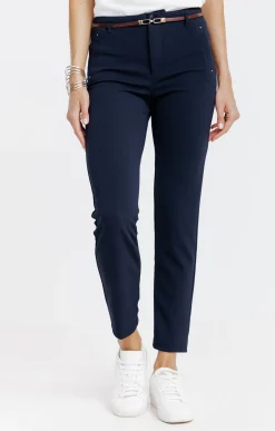 Pantalon 7/8 ville avec ceinture -
