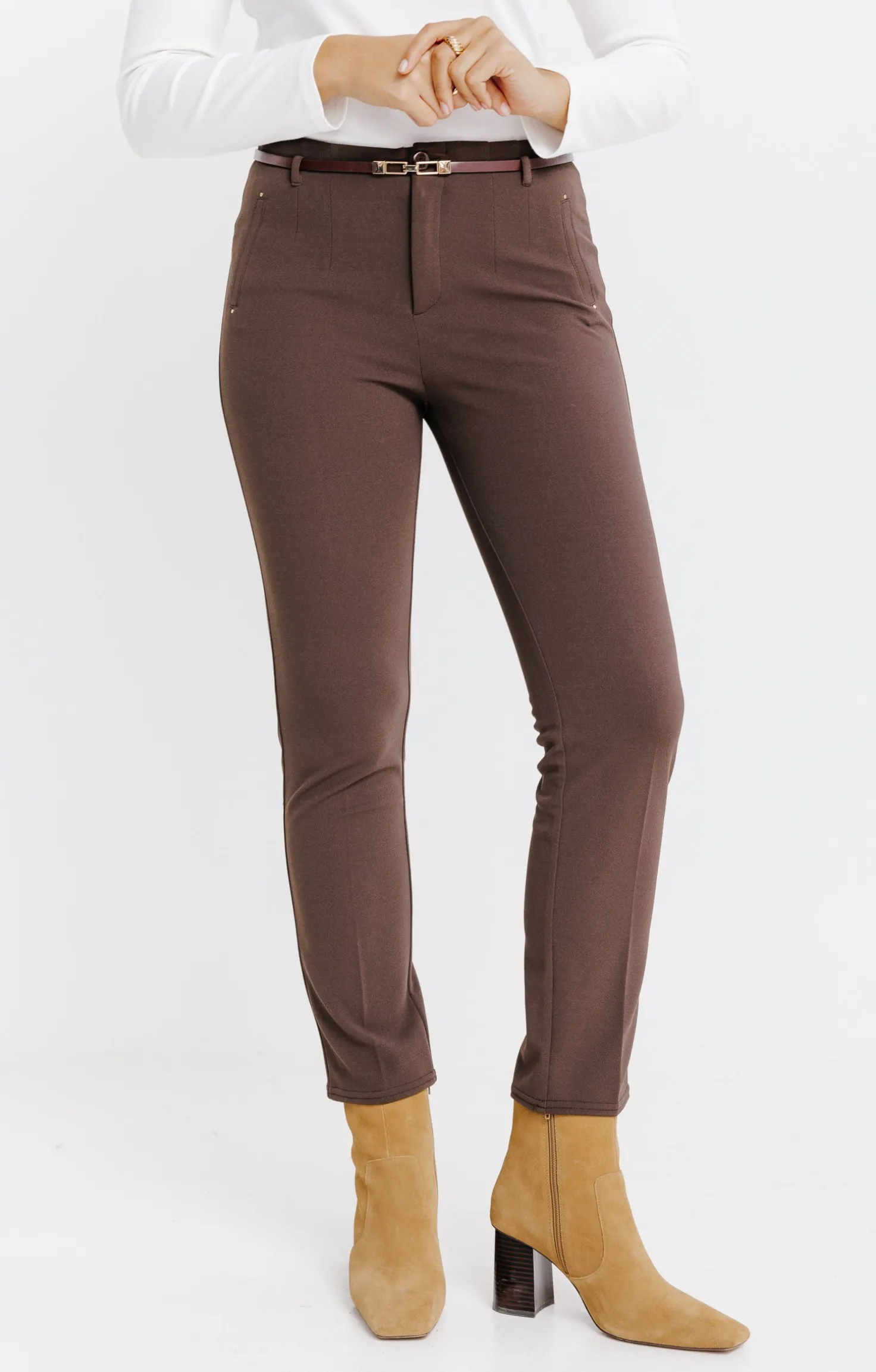 Pantalon 7/8 ville avec ceinture -