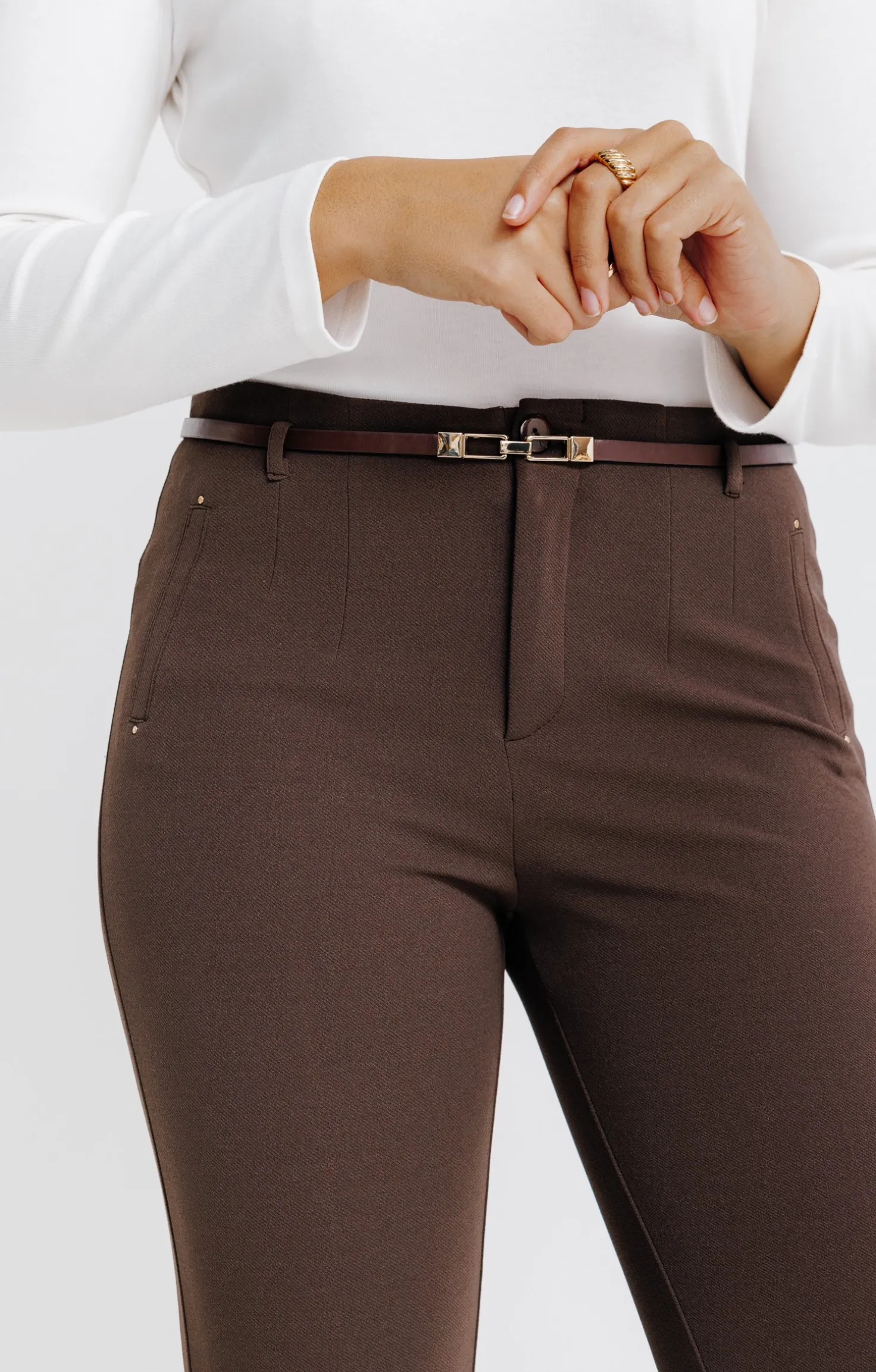 Pantalon 7/8 ville avec ceinture -