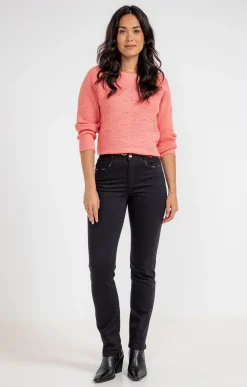 Pantalon coton stretch détail clous -