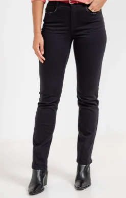Pantalon coton stretch détail clous -
