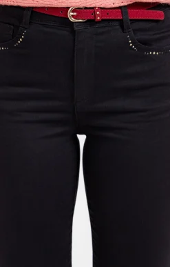 Pantalon coton stretch détail clous -