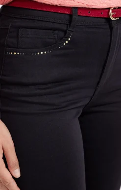 Pantalon coton stretch détail clous -