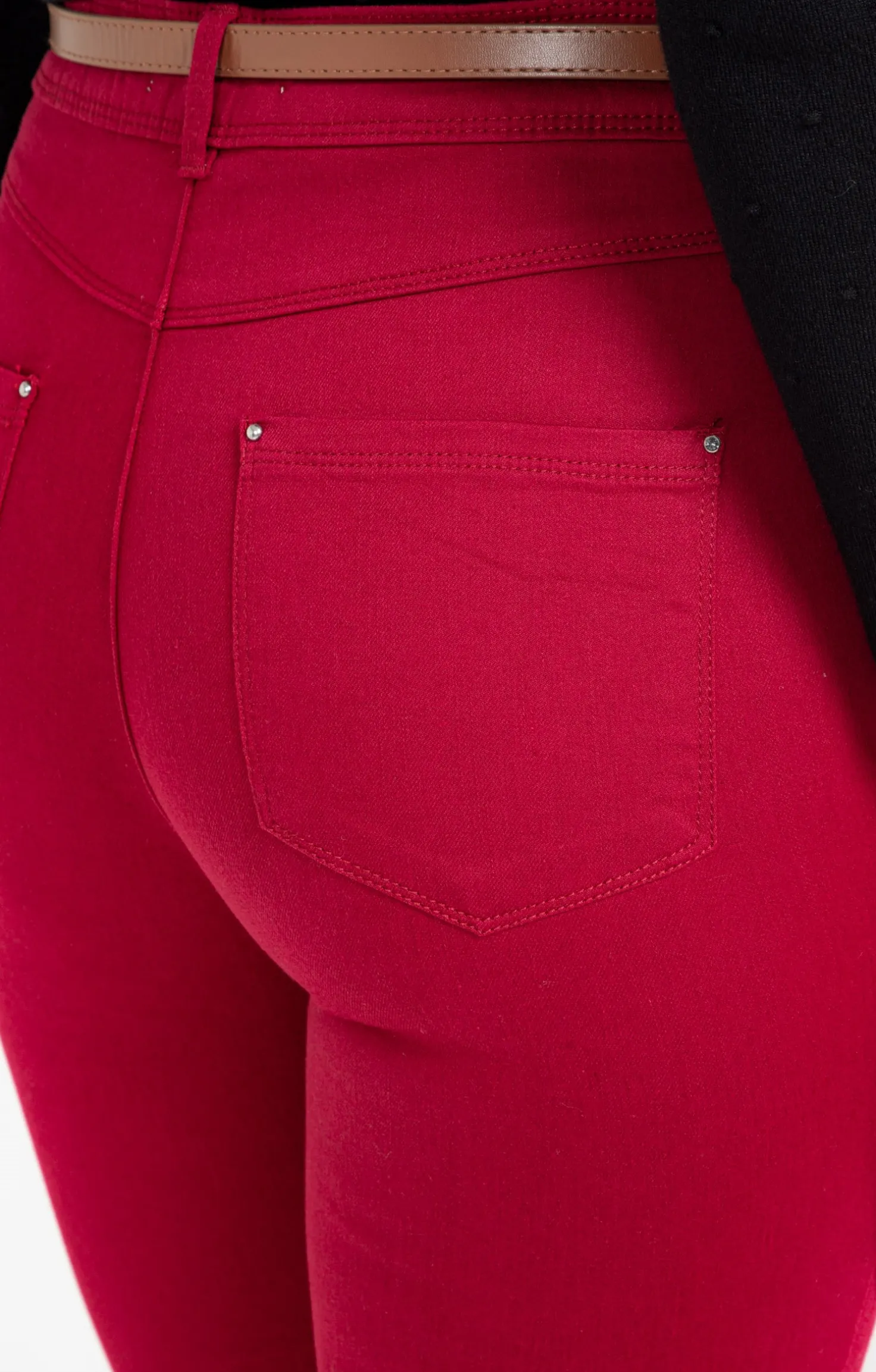 Pantalon coton stretch détail clous -