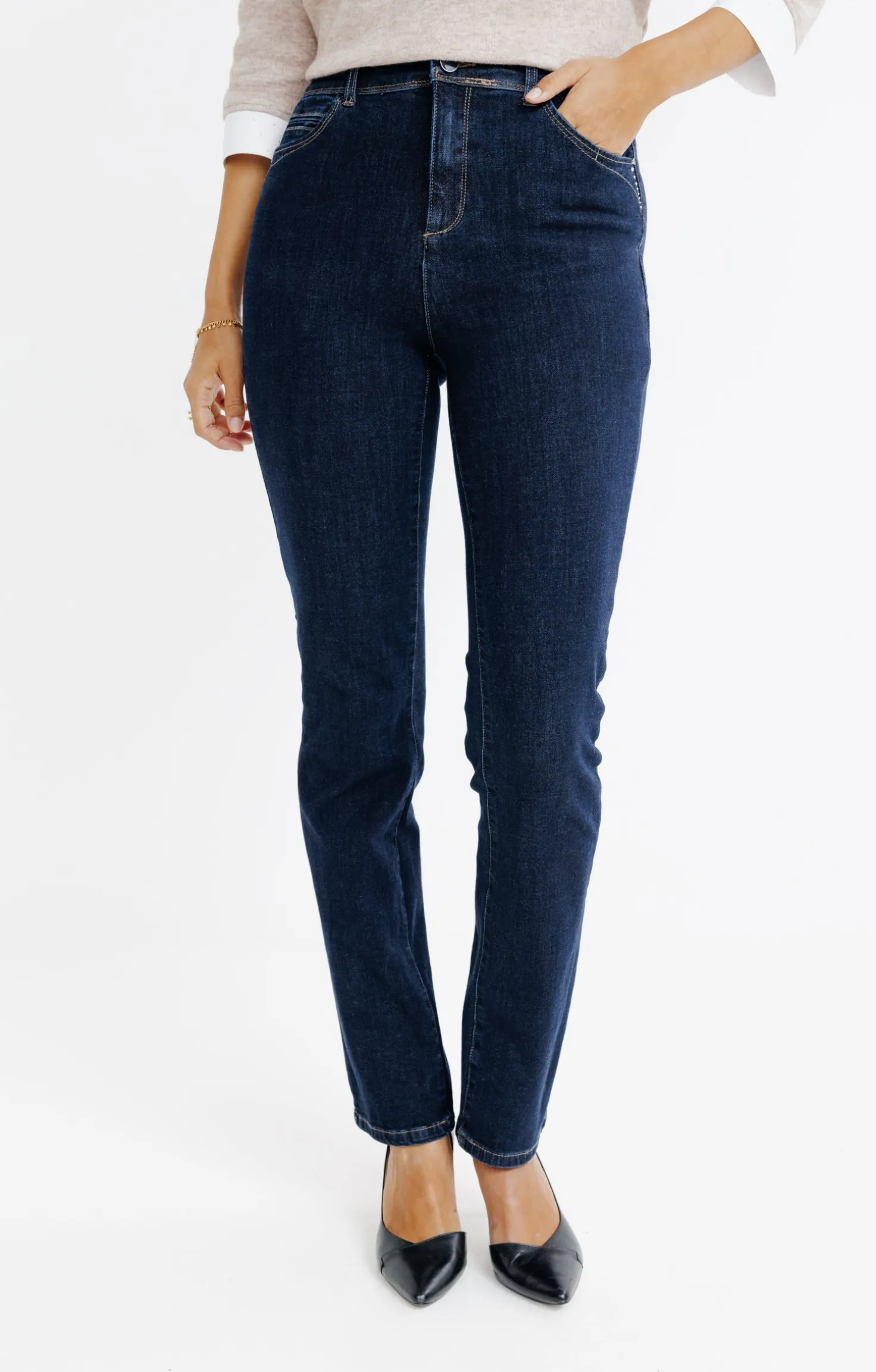 Pantalon denim brut bi-stretch -