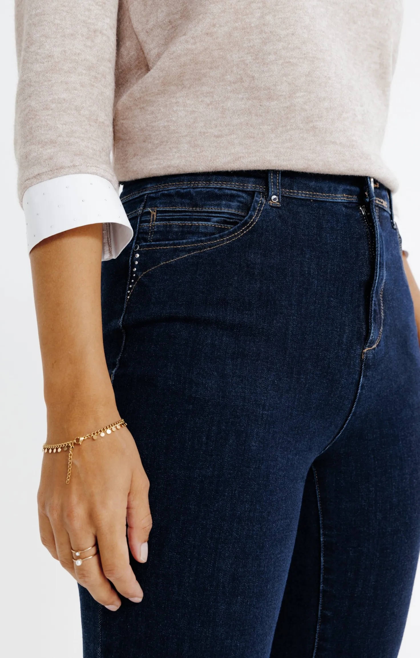 Pantalon denim brut bi-stretch -