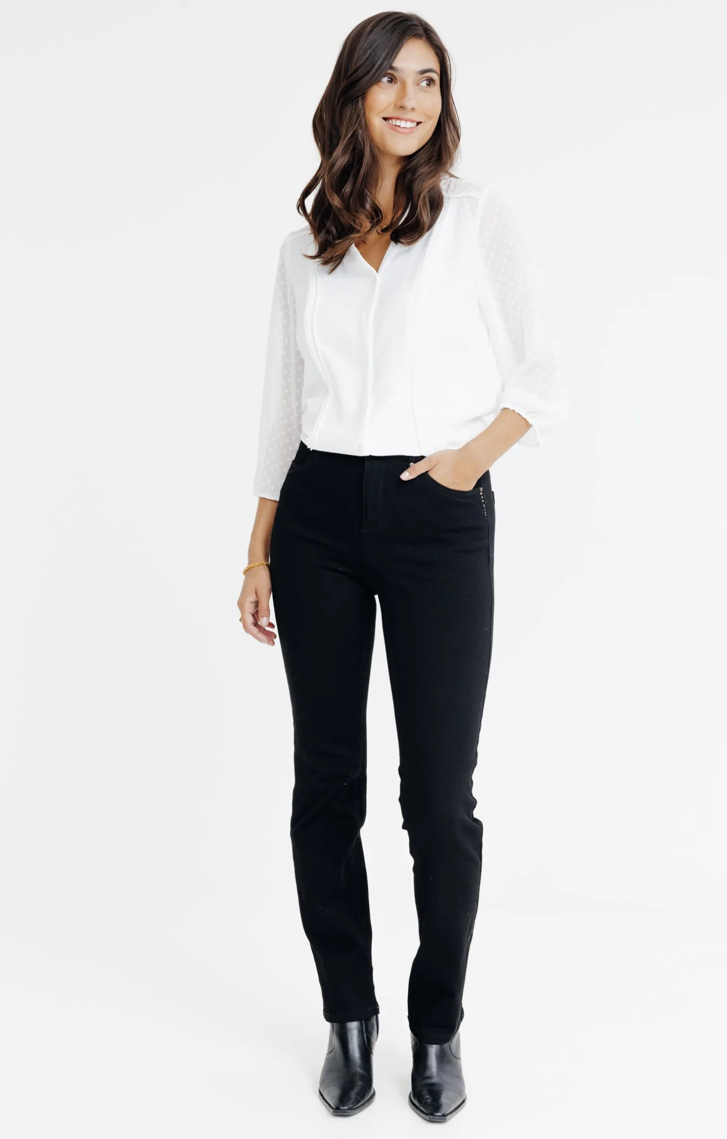 Pantalon denim noir bi-stretch -