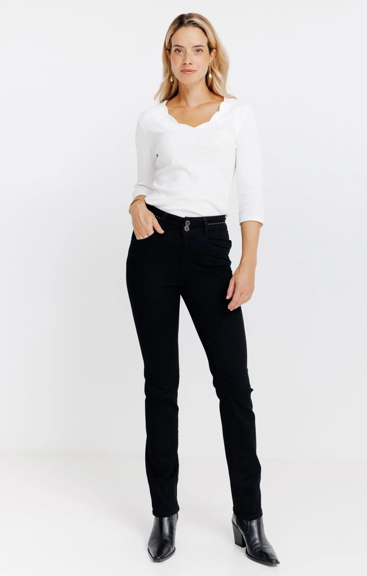 Pantalon droit double boutonnage -