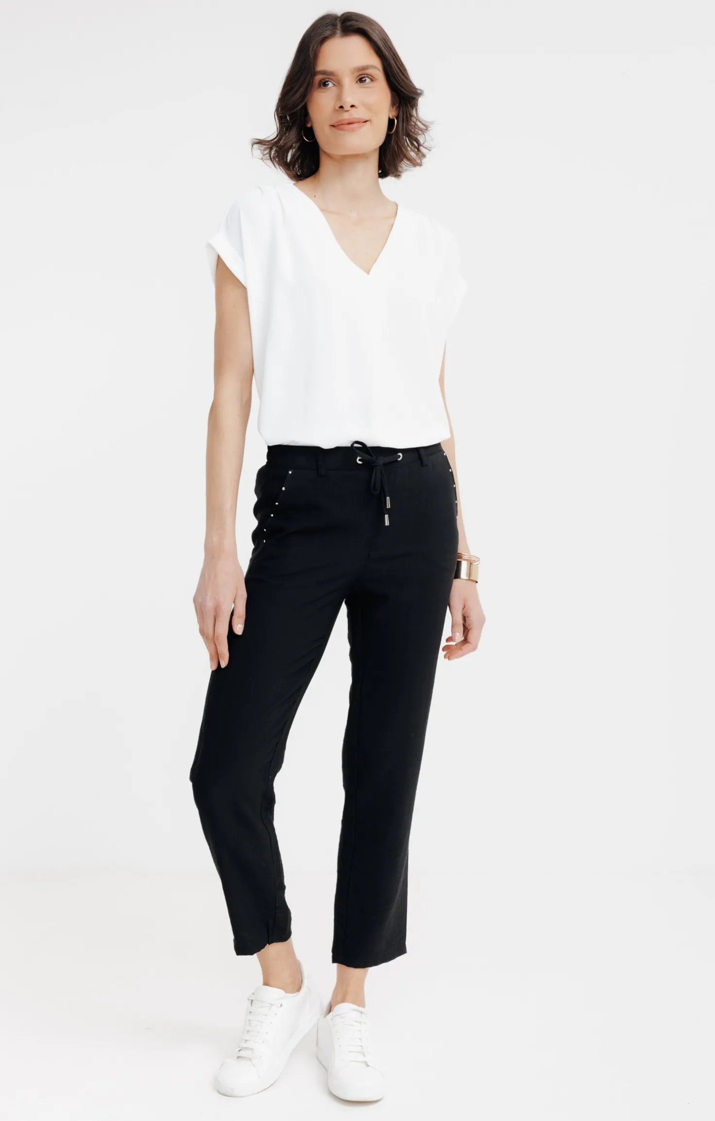 Pantalon fluide élastiqué au dos -