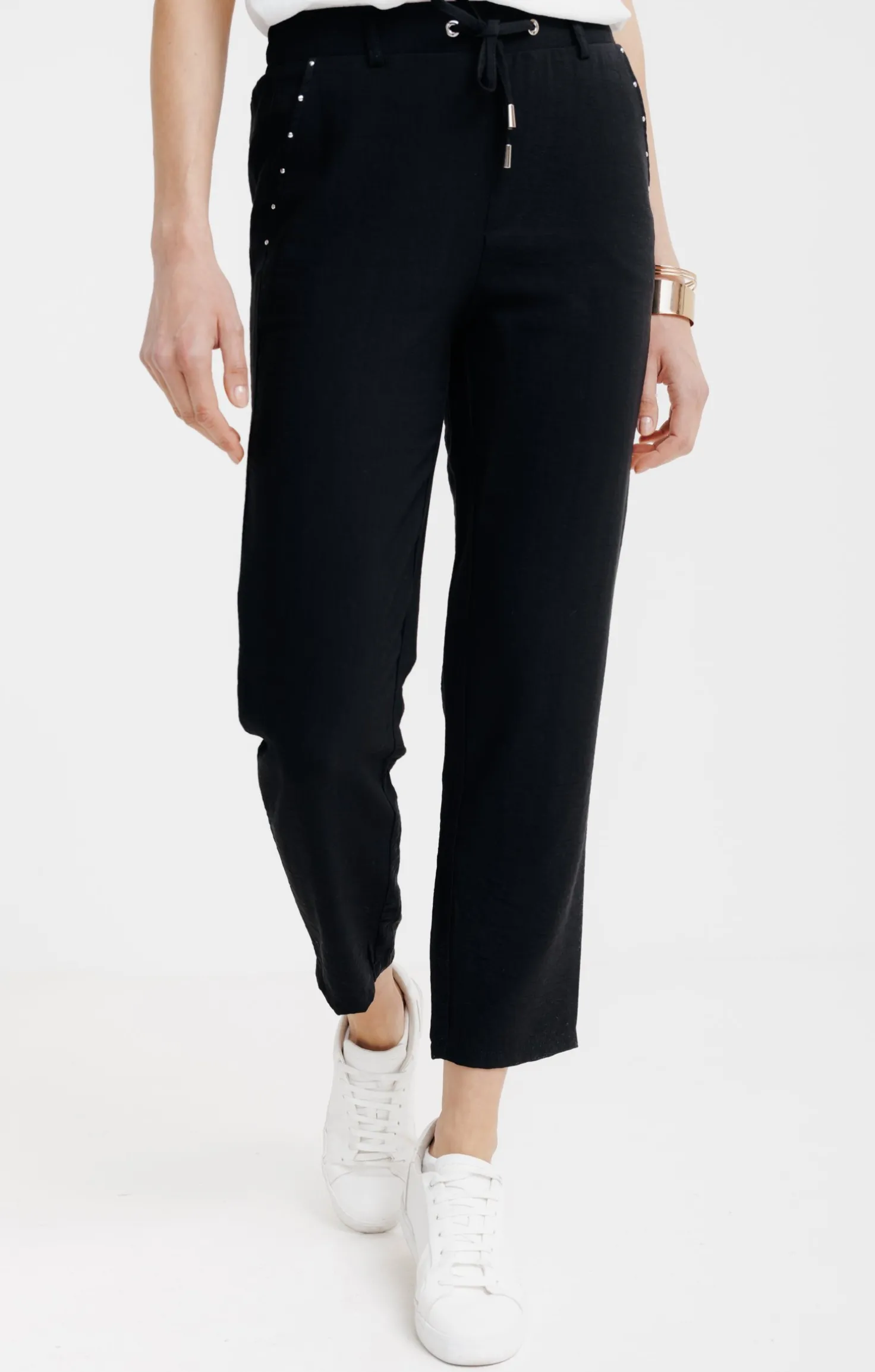 Pantalon fluide élastiqué au dos -