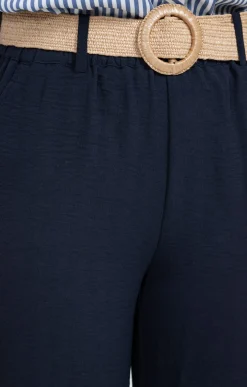 Pantalon large fluide ceinture rafia -