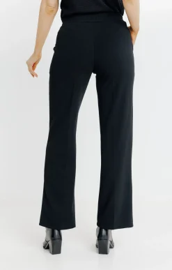 pantalon maille large détail bouton doré -