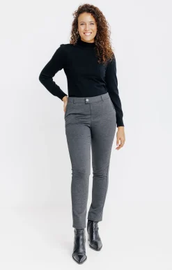 pantalon maille slim bouton fantaisie -