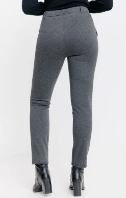 pantalon maille slim bouton fantaisie -