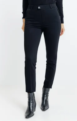 pantalon maille slim bouton fantaisie -