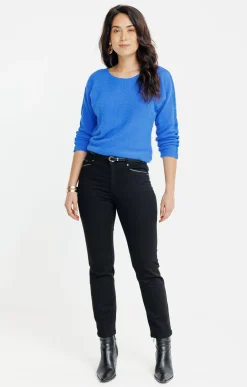 pantalon 7/8ème noir détail broderie -