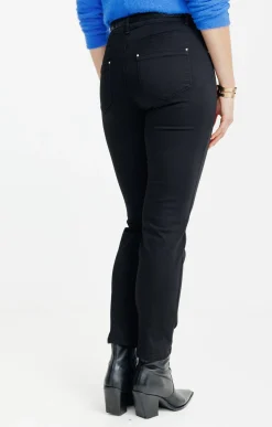 pantalon 7/8ème noir détail broderie -