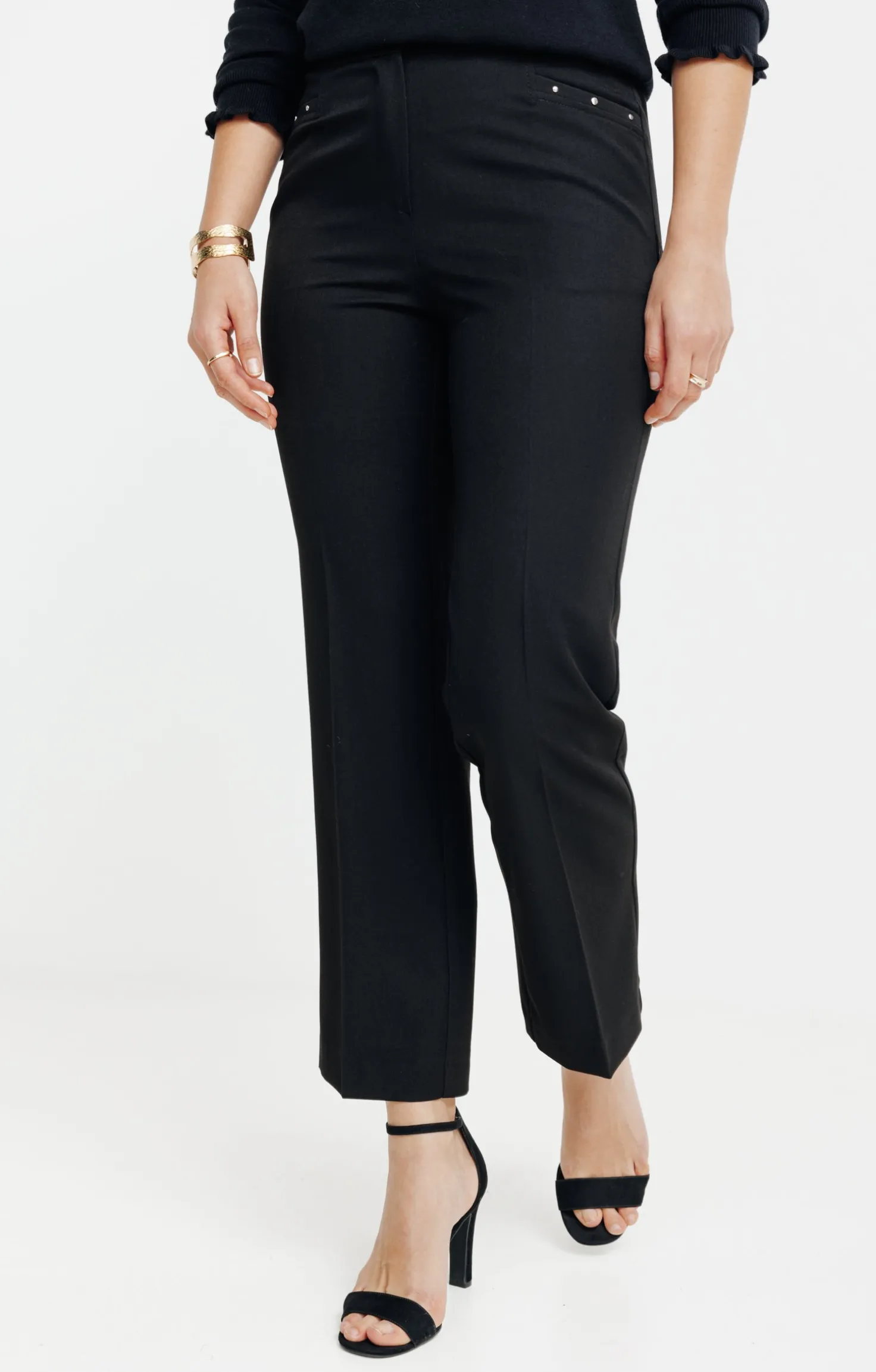 Pantalon ville large détail clous -