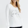 Pull broderie chat -