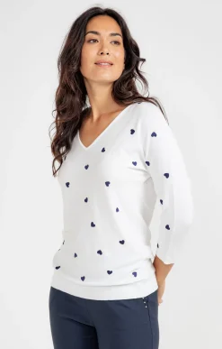 Pull broderie cœur -