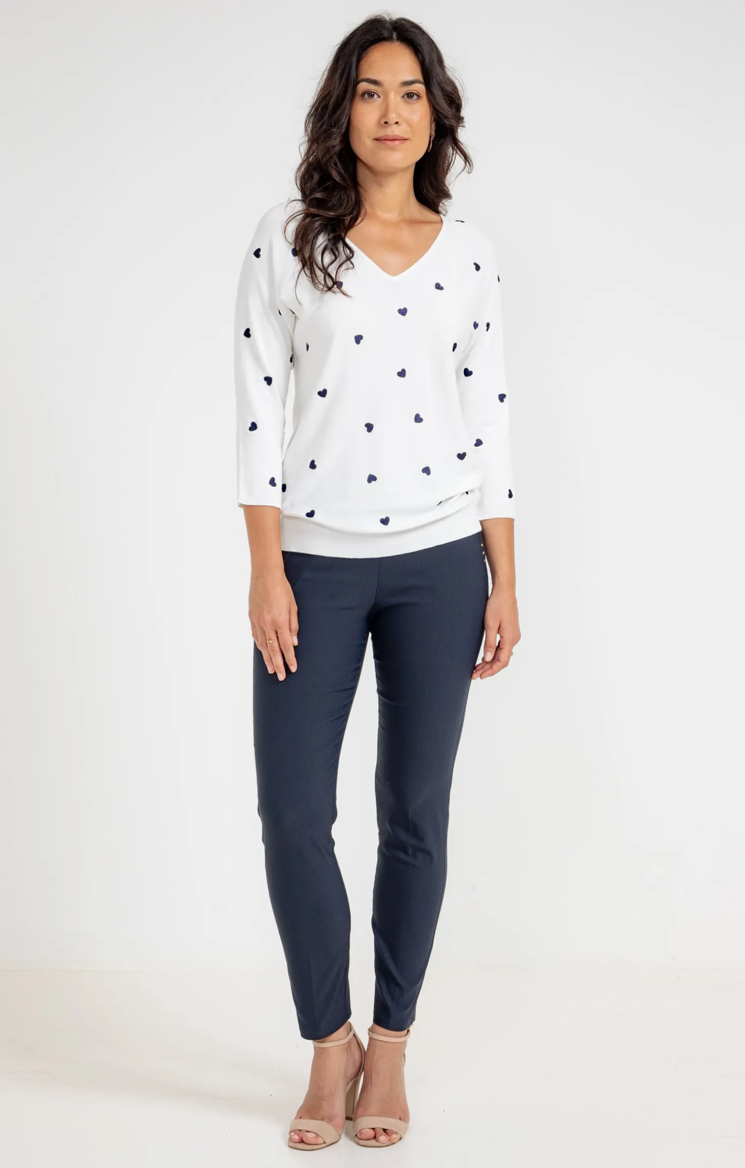 Pull broderie cœur -