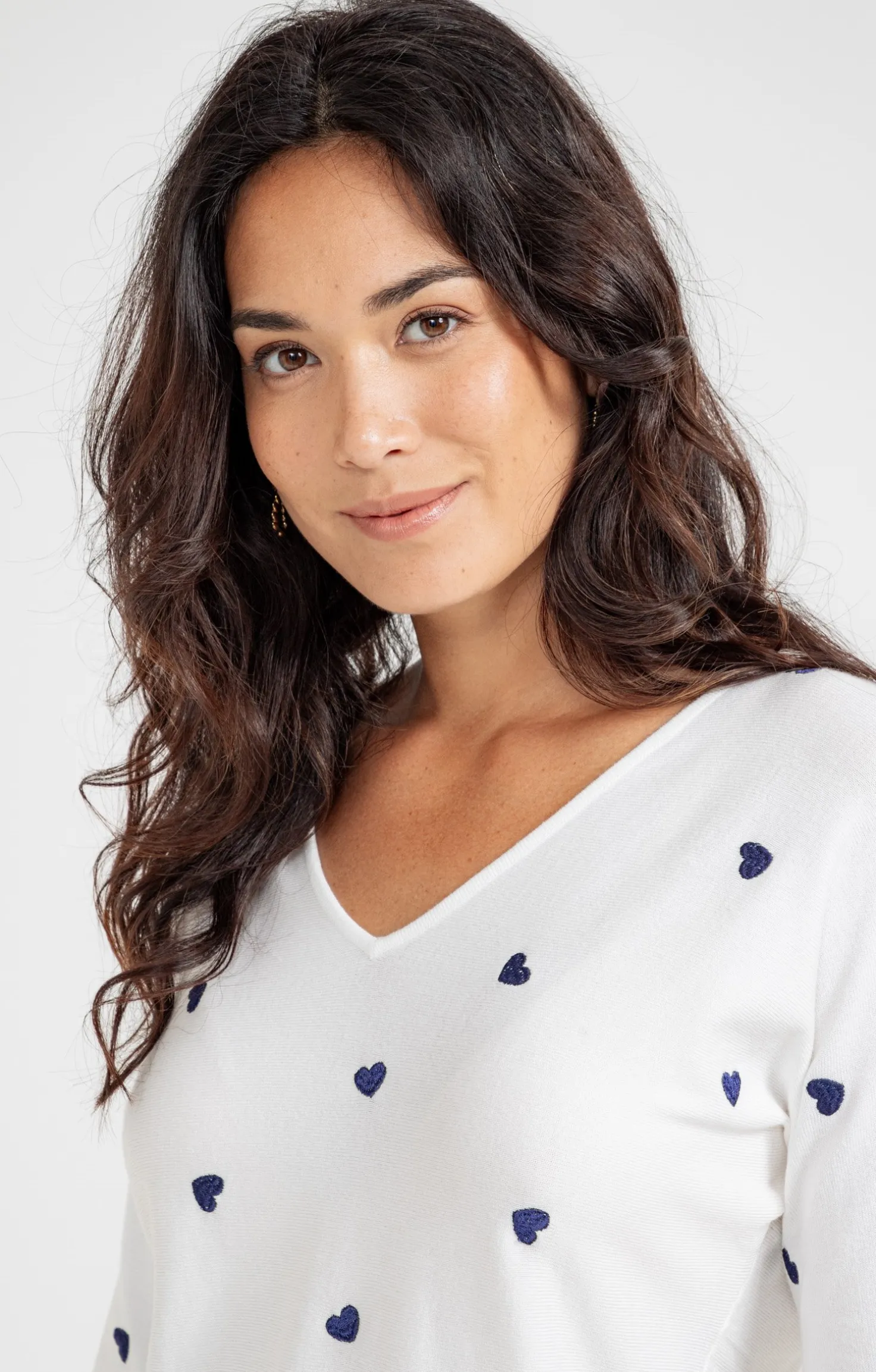 Pull broderie cœur -