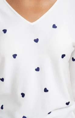Pull broderie cœur -