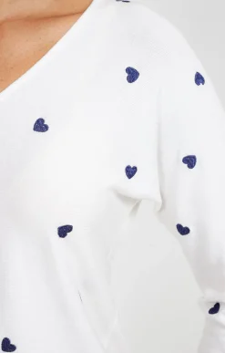 Pull broderie cœur -