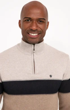 Pull col monant rayé -