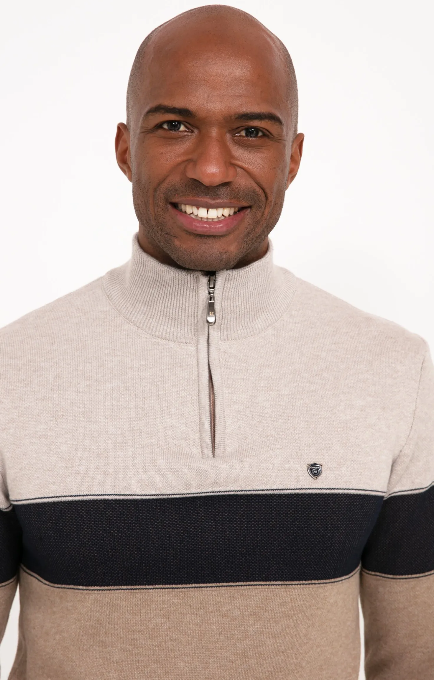 Pull col monant rayé -