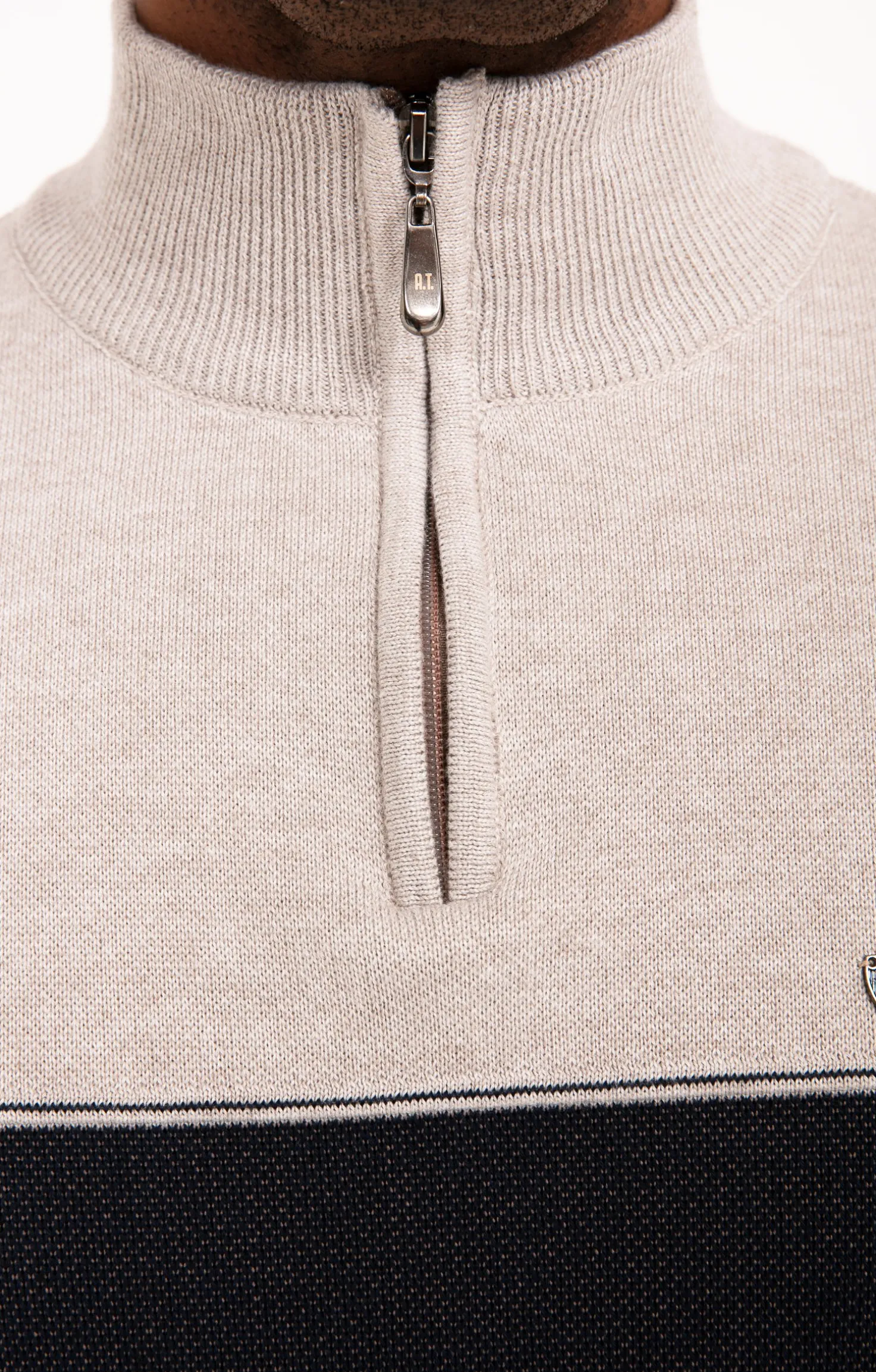 Pull col monant rayé -