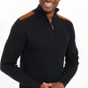 Pull col montant avec détails suèdine -