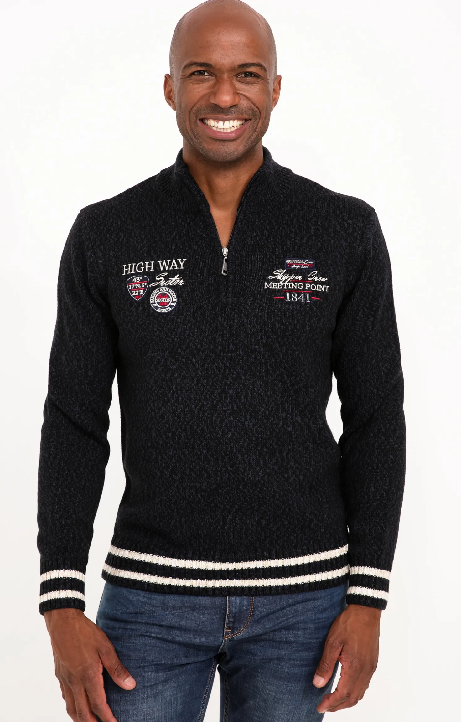 Pull col montant brodé -