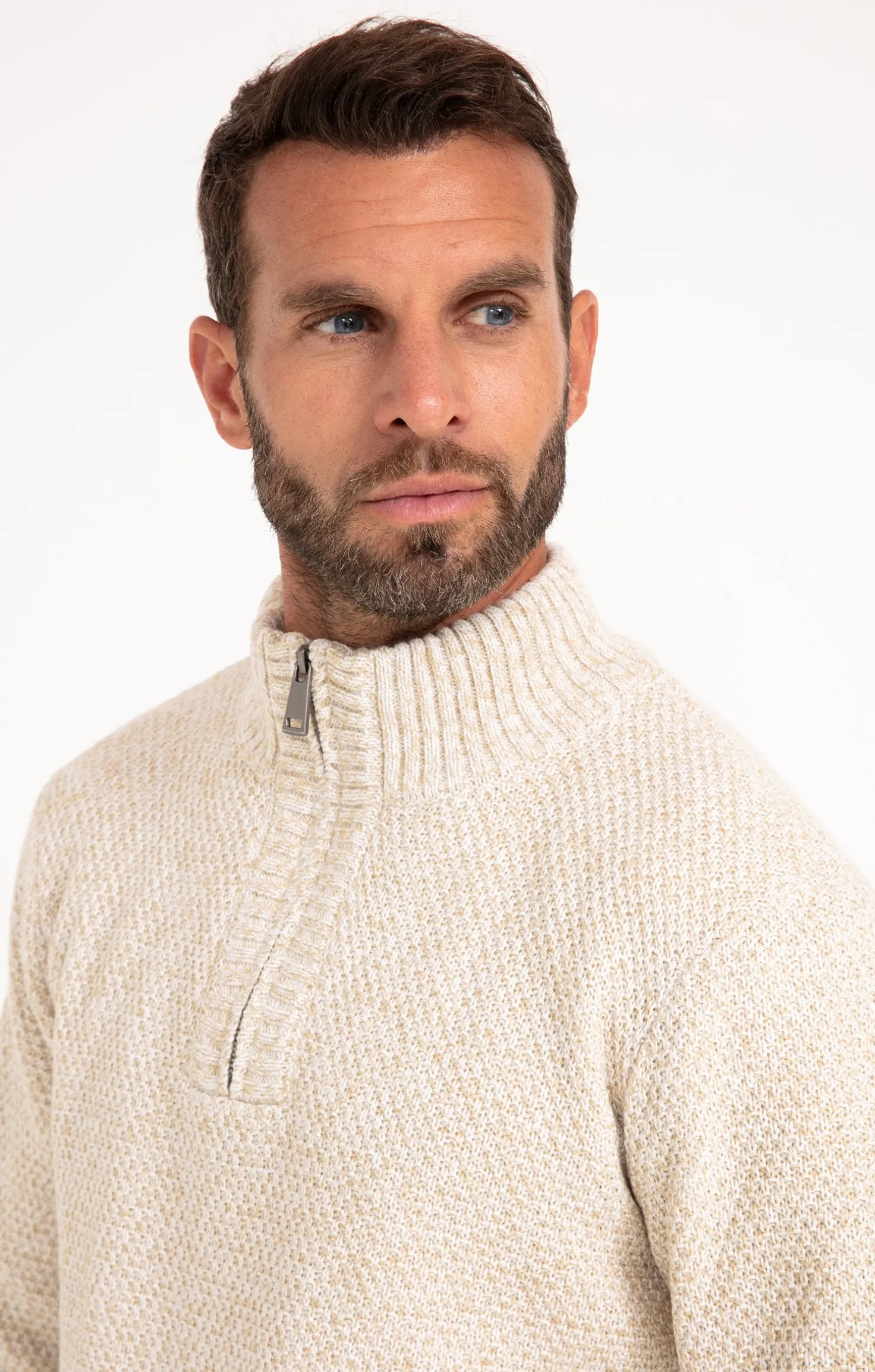 Pull col montant doublé polaire -
