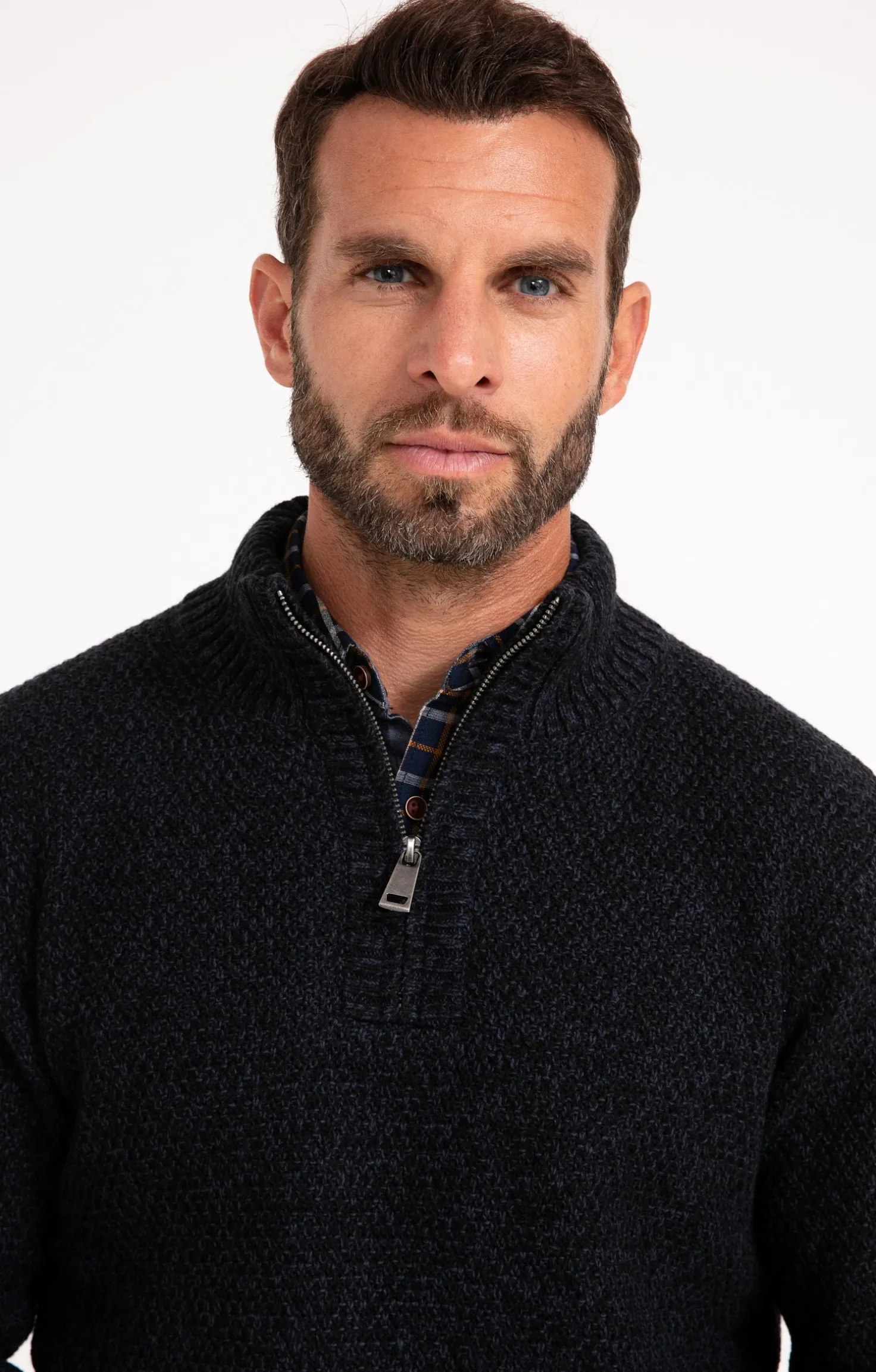 Pull col montant doublé polaire -