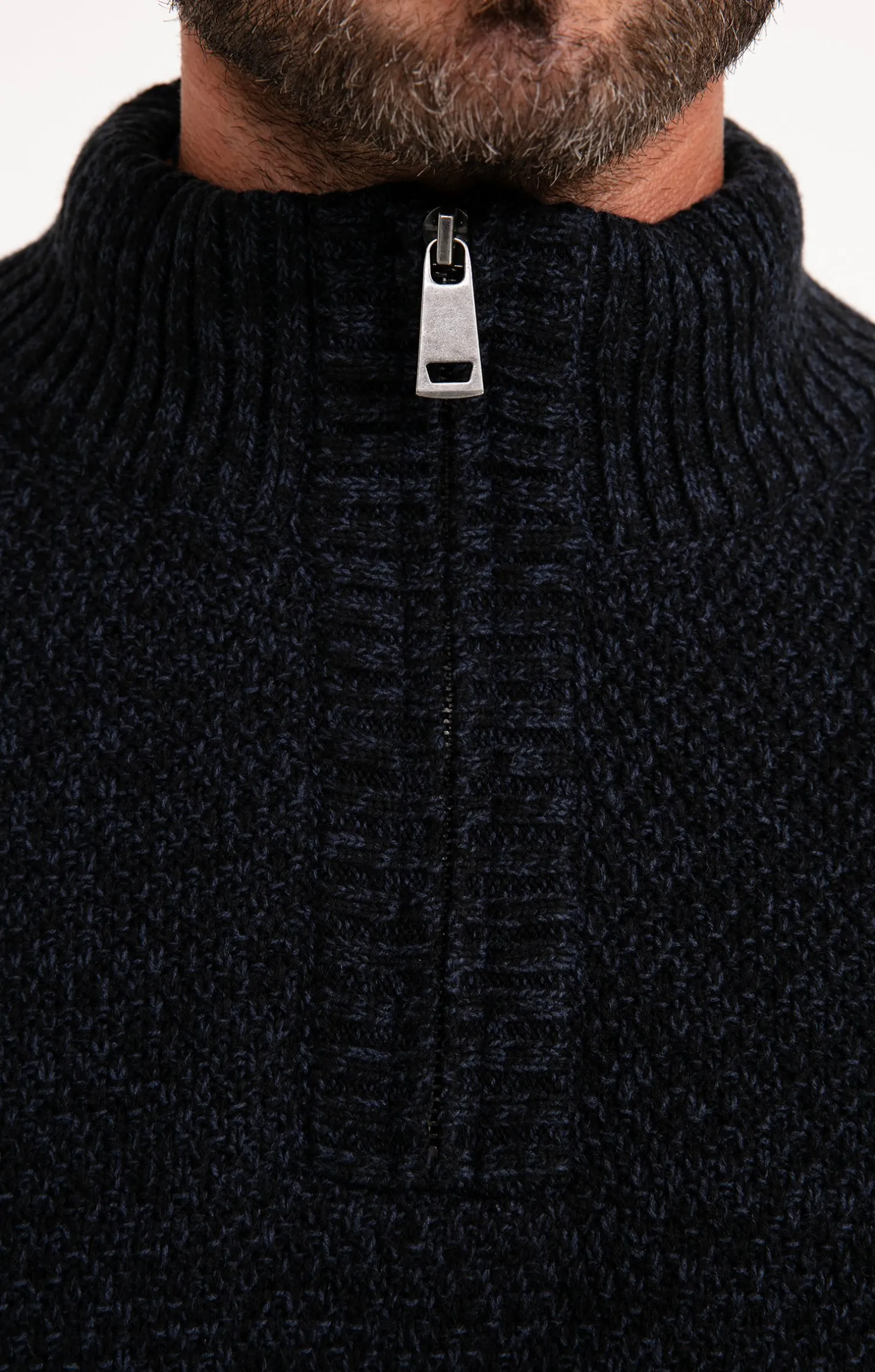 Pull col montant doublé polaire -