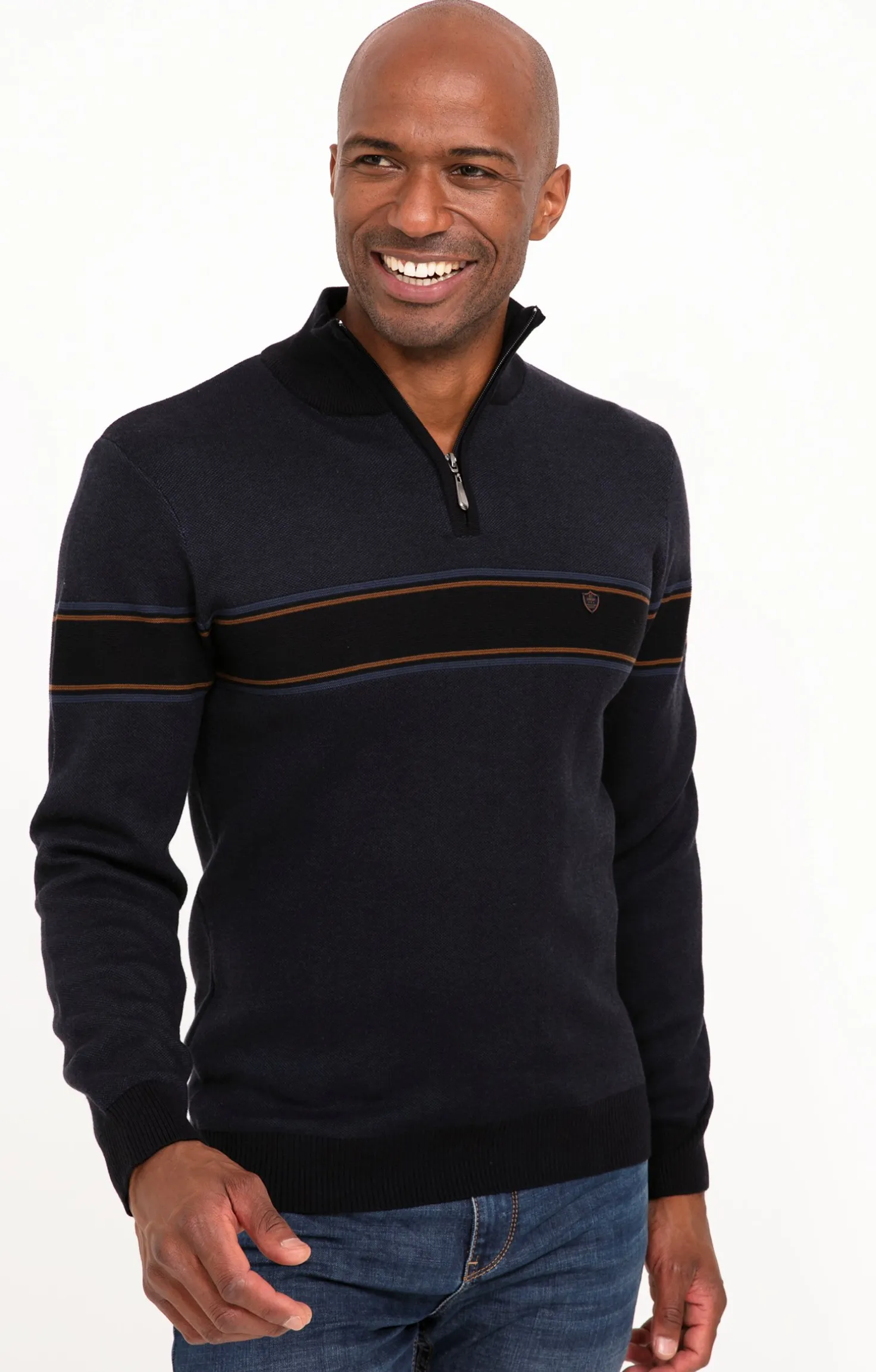 Pull col montant rayé -