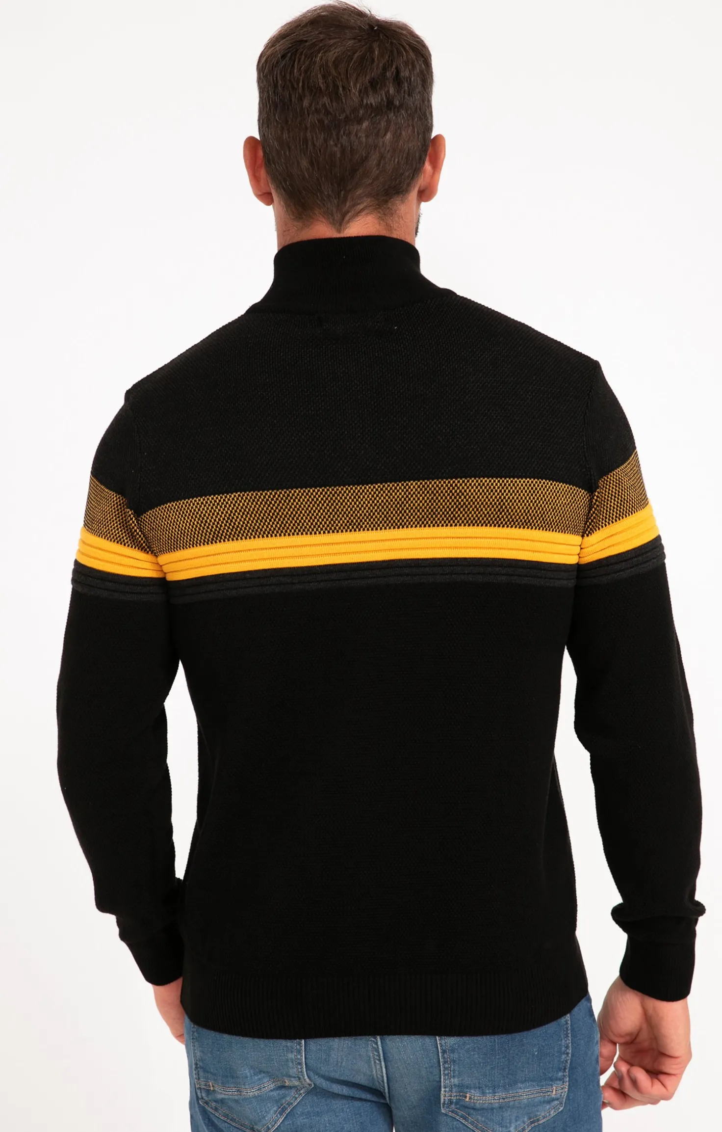 Pull col montant rayé -
