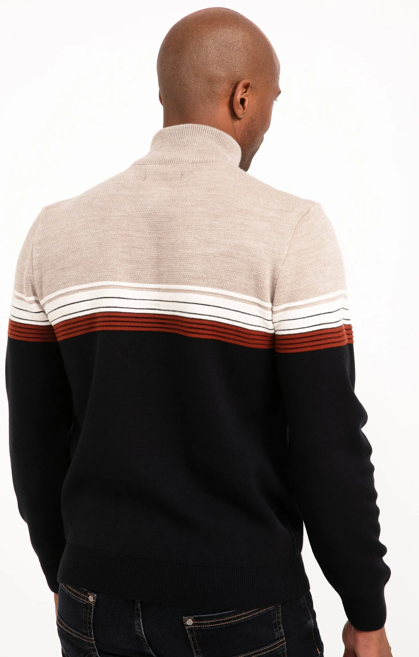 Pull col montant rayé -