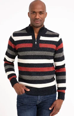 Pull col montant rayé all over -