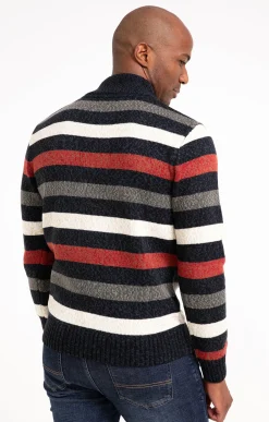 Pull col montant rayé all over -