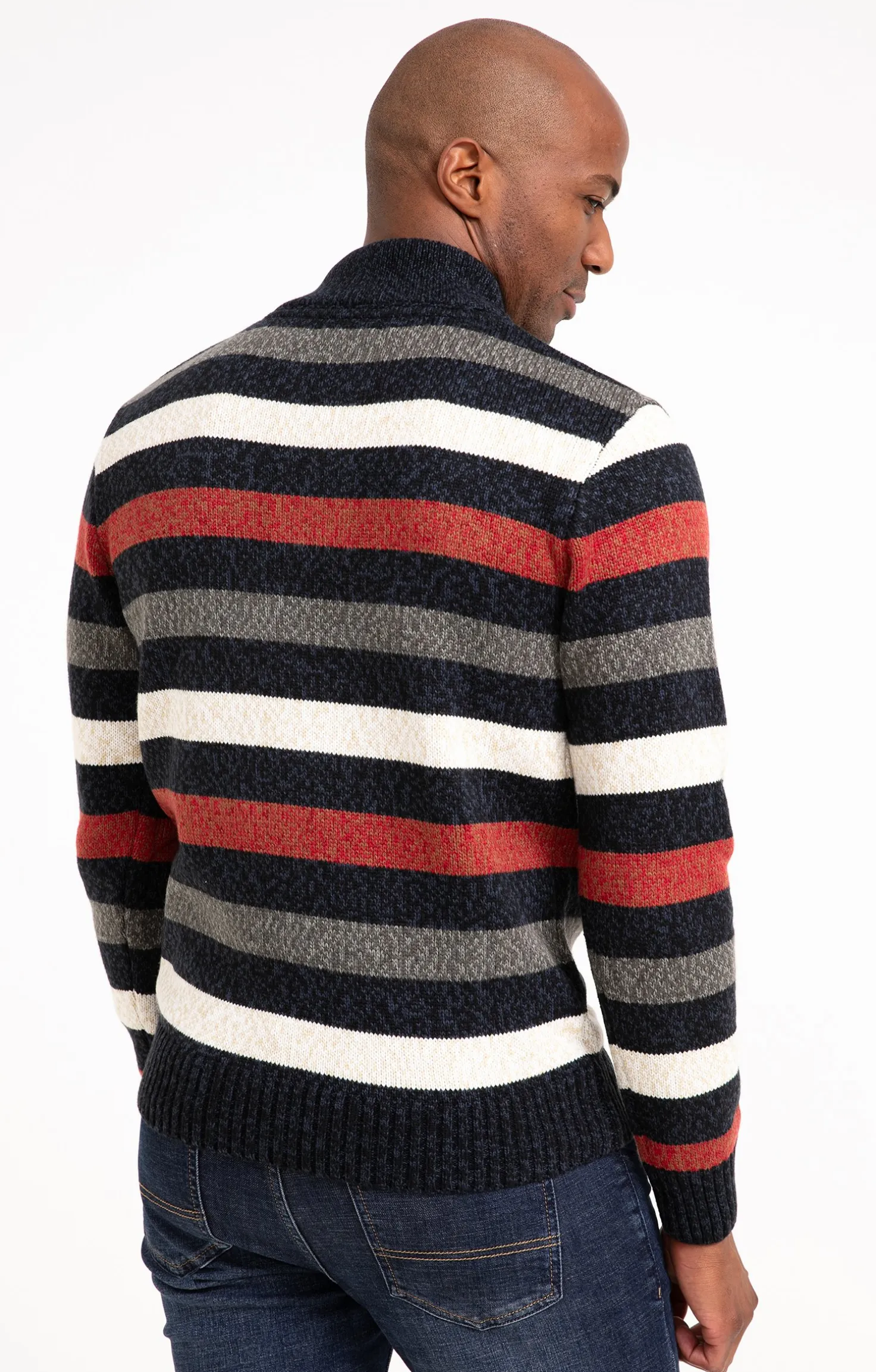 Pull col montant rayé all over -